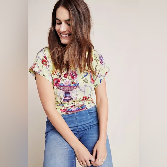 Maeve by Anthropologie Silk Bird & Floral Blouse – Size 6 - Picture 1 of 7